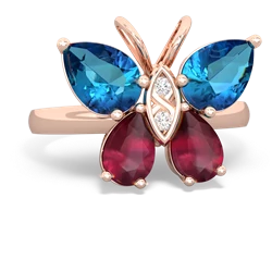 London Topaz Butterfly 14K Rose Gold ring R2215