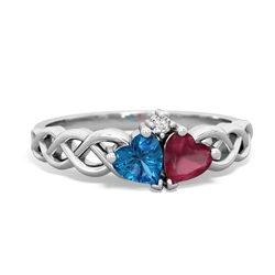 London Topaz Heart To Heart Braid 14K White Gold ring R5870