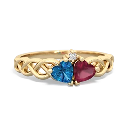 London Topaz Heart To Heart Braid 14K Yellow Gold ring R5870