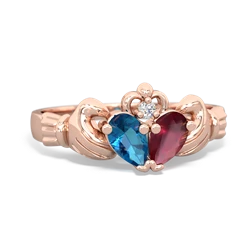 London Topaz 'Our Heart' Claddagh 14K Rose Gold ring R2388