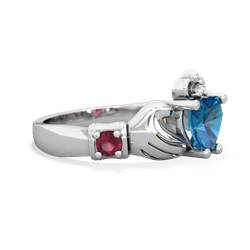 London Topaz Claddagh Keepsake 14K White Gold ring R5245