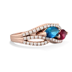 London Topaz Diamond Rivers 14K Rose Gold ring R3070