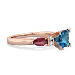 London Topaz 6Mm Princess Eternal Embrace Engagement 14K Rose Gold ring C2002