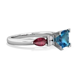 London Topaz 6Mm Princess Eternal Embrace Engagement 14K White Gold ring C2002