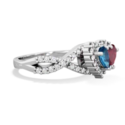 London Topaz Diamond Twist 'One Heart' 14K White Gold ring R2640HRT