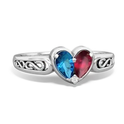 London Topaz Filligree 'One Heart' 14K White Gold ring R5070