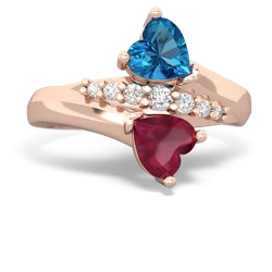 London Topaz Heart To Heart 14K Rose Gold ring R2064