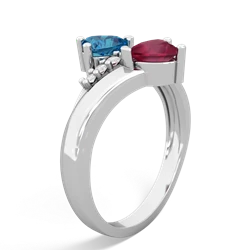 London Topaz Heart To Heart 14K White Gold ring R2064