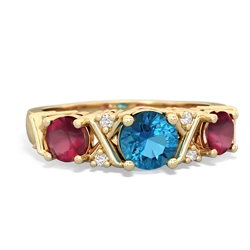 London Topaz Hugs And Kisses 14K Yellow Gold ring R5016