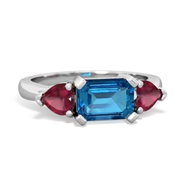 London Topaz Three Stone 14K White Gold ring R5235