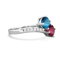 London Topaz Channel Set Two Stone 14K White Gold ring R5303