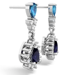 London Topaz Halo Pear Dangle 14K White Gold earrings E1882