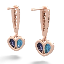 London Topaz Filligree Heart 14K Rose Gold earrings E5070