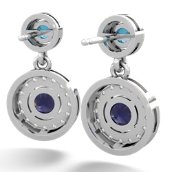 London Topaz Halo Dangle 14K White Gold earrings E5319