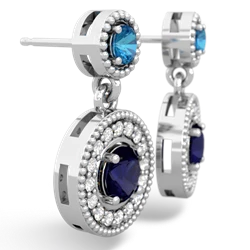 London Topaz Halo Dangle 14K White Gold earrings E5319