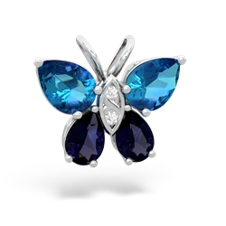 London Topaz Butterfly 14K White Gold pendant P2215