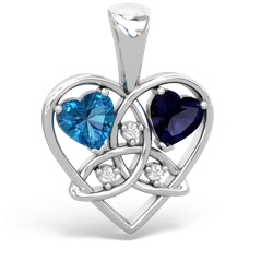 London Topaz Celtic Trinity Heart 14K White Gold pendant P5331