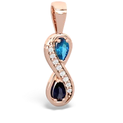 London Topaz Diamond Infinity 14K Rose Gold pendant P5390