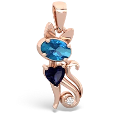 London Topaz Kitten 14K Rose Gold pendant P5780