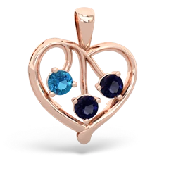 London Topaz Glowing Heart 14K Rose Gold pendant P2233