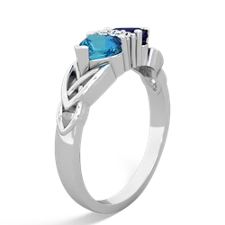 London Topaz Celtic Knot Double Heart 14K White Gold ring R5040