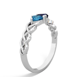 London Topaz Heart To Heart Braid 14K White Gold ring R5870