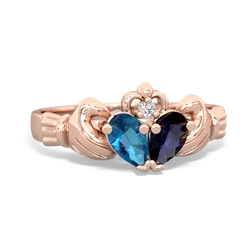 London Topaz 'Our Heart' Claddagh 14K Rose Gold ring R2388