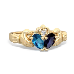 London Topaz 'Our Heart' Claddagh 14K Yellow Gold ring R2388