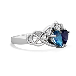 London Topaz 'One Heart' Celtic Knot Claddagh 14K White Gold ring R5322