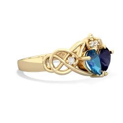 London Topaz 'One Heart' Celtic Knot Claddagh 14K Yellow Gold ring R5322