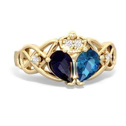 London Topaz 'One Heart' Celtic Knot Claddagh 14K Yellow Gold ring R5322