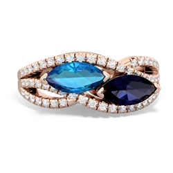 London Topaz Diamond Rivers 14K Rose Gold ring R3070