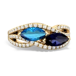 London Topaz Diamond Rivers 14K Yellow Gold ring R3070