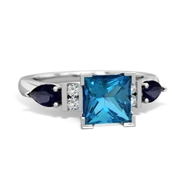London Topaz 6Mm Princess Eternal Embrace Engagement 14K White Gold ring C2002