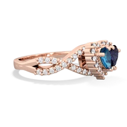 London Topaz Diamond Twist 'One Heart' 14K Rose Gold ring R2640HRT