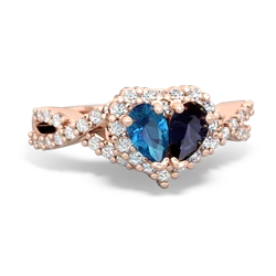 London Topaz Diamond Twist 'One Heart' 14K Rose Gold ring R2640HRT