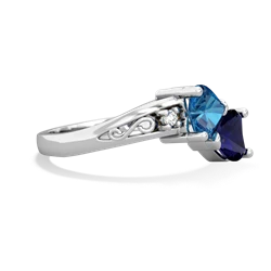 London Topaz Snuggling Hearts 14K White Gold ring R2178