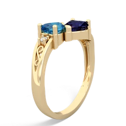 London Topaz Snuggling Hearts 14K Yellow Gold ring R2178