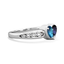 London Topaz Filligree 'One Heart' 14K White Gold ring R5070