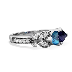 London Topaz Diamond Butterflies 14K White Gold ring R5601