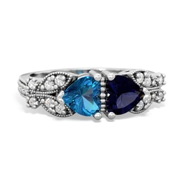 London Topaz Diamond Butterflies 14K White Gold ring R5601