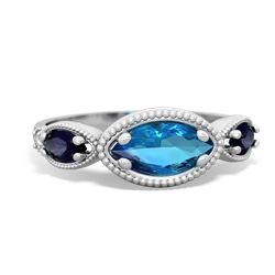 London Topaz Milgrain Marquise 14K White Gold ring R5700