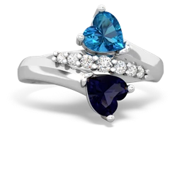 London Topaz Heart To Heart 14K White Gold ring R2064