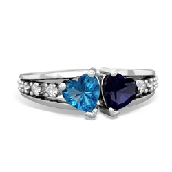 London Topaz Heart To Heart 14K White Gold ring R3342