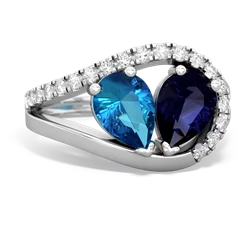 London Topaz Nestled Heart Keepsake 14K White Gold ring R5650