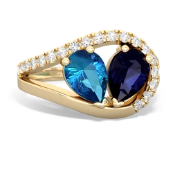 London Topaz Nestled Heart Keepsake 14K Yellow Gold ring R5650