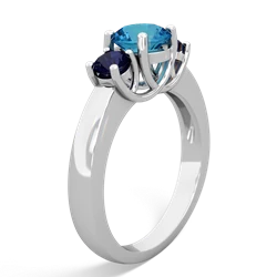 London Topaz Three Stone Round Trellis 14K White Gold ring R4018