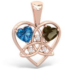 London Topaz Celtic Trinity Heart 14K Rose Gold pendant P5331