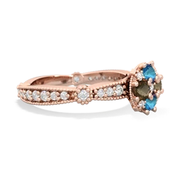 London Topaz Sparkling Tiara Cluster 14K Rose Gold ring R26293RD