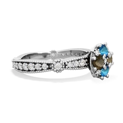 London Topaz Sparkling Tiara Cluster 14K White Gold ring R26293RD